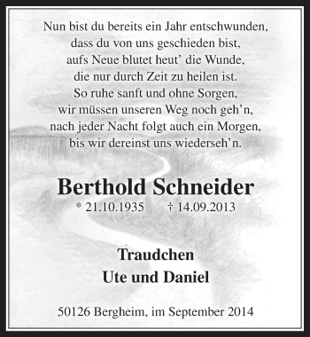 Anzeige von Berthold Schneider von  Werbepost 