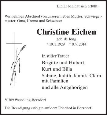 Anzeige von Christine Eichen von  Schlossbote/Werbekurier 