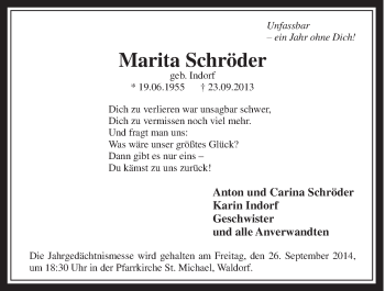 Anzeige von Marita Schröder von  Schaufenster/Blickpunkt 