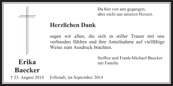 Anzeige von Erika Baecker von  Werbepost 