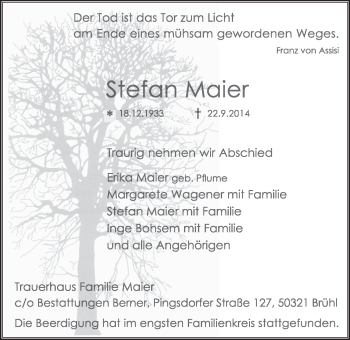 Anzeige von Stefan Maier von  Schlossbote/Werbekurier 