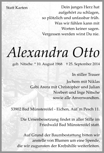 Anzeige von Alexandra Otto von  Blickpunkt Euskirchen 