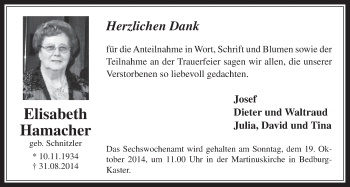 Anzeige von Elisabeth Hamacher von  Werbepost 