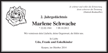 Anzeige von Marlene Schwache von  Werbepost 