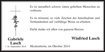 Anzeige von Winfried Lasch von  Schaufenster/Blickpunkt 