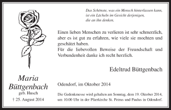 Anzeige von Maria Büttgenbach von  Schaufenster/Blickpunkt 