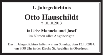 Anzeige von Otto Hauschildt von  Schaufenster/Blickpunkt 