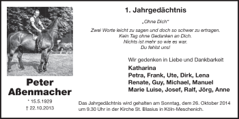 Anzeige von Peter Aßenmacher von  Schlossbote/Werbekurier 