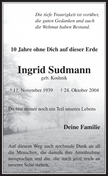 Anzeige von Ingrid Sudmann von  Werbepost 
