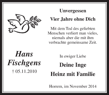 Anzeige von Hans Fischgens von  Werbepost 