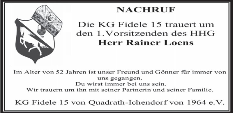  Traueranzeige für Rainer Loens vom 25.10.2014 aus  Sonntags-Post 