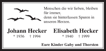 Anzeige von Johann und Elisabeth Hecker von  Werbepost 