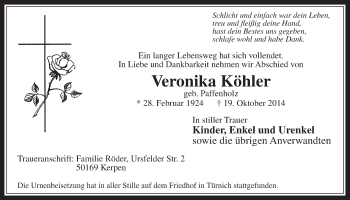 Anzeige von Veronika Köhler von  Werbepost 
