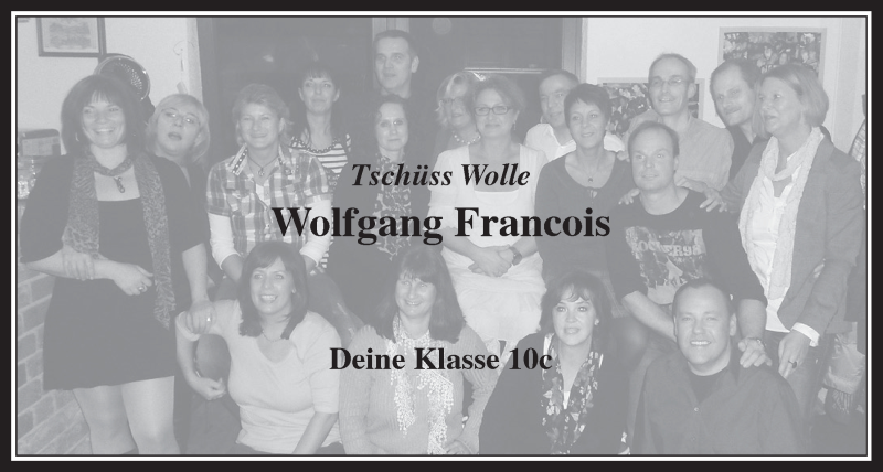  Traueranzeige für Wolfgang Francois vom 05.11.2014 aus  Wochenende 