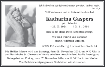 Anzeige von Katharina Gaspers von  Werbepost 