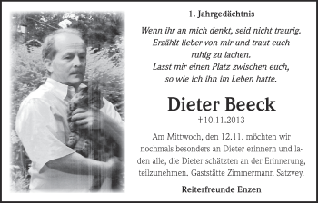 Anzeige von Dieter Beeck von  Blickpunkt Euskirchen 