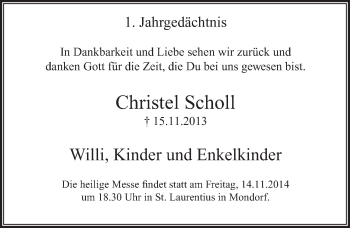 Anzeige von Christel Scholl von  Extra Blatt 