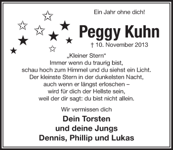 Anzeige von Peggy Kuhn von  Lokalanzeiger 