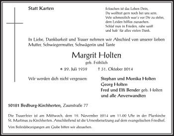 Anzeige von Margrit Holten von  Werbepost 