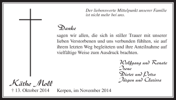 Anzeige von Käthe Moll von  Werbepost 