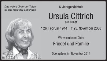 Anzeige von Ursula Cittrich von  Werbepost 