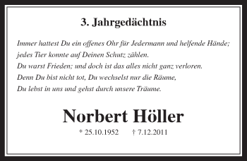 Anzeige von Norbert Höher von  Wochenende 