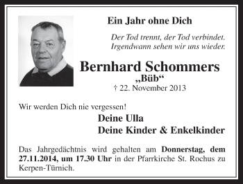 Anzeige von Bernhard Schommers von  Werbepost 