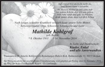 Anzeige von Mathilde Kohlgraf von  Werbepost 