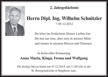 Anzeige von Wilhelm Schnitzler von  Werbepost 