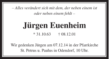 Anzeige von Jürgen Euenheim von  Schaufenster/Blickpunkt 