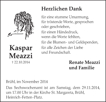 Anzeige von Kaspar Meazzi von  Schlossbote/Werbekurier 