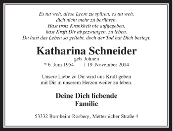 Anzeige von Katharina Schneider von  Schaufenster/Blickpunkt 