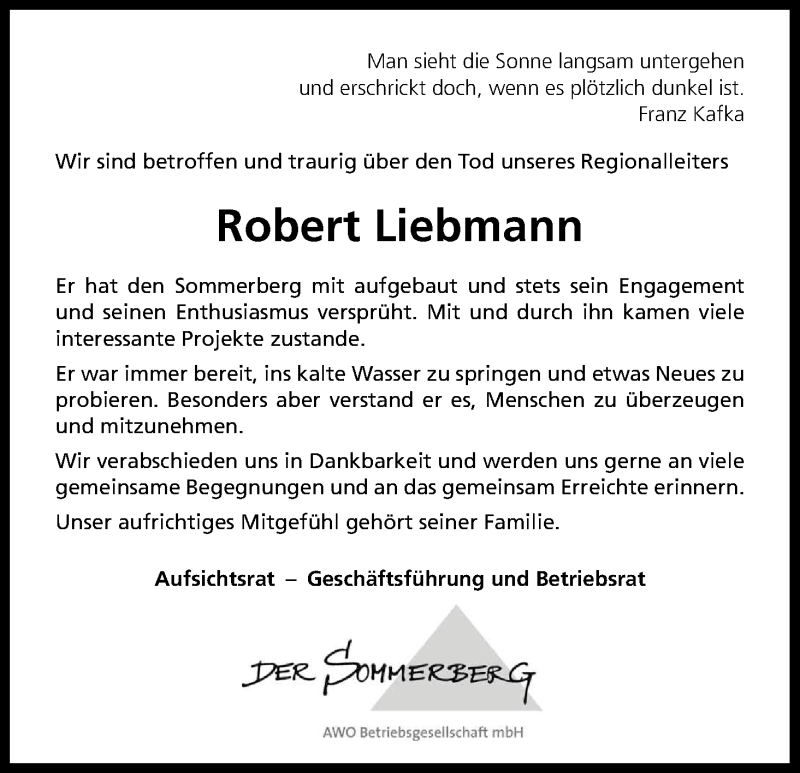  Traueranzeige für Robert Liebmann vom 07.03.2015 aus Kölner Stadt-Anzeiger / Kölnische Rundschau / Express