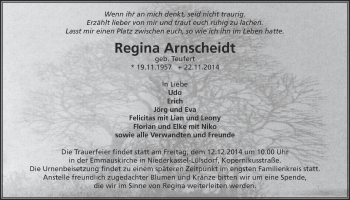 Anzeige von Regina Arnscheidt von  Extra Blatt 