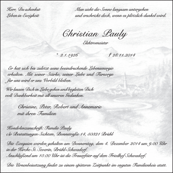 Anzeige von Christian Pauly von  Schlossbote/Werbekurier 