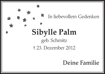 Anzeige von Sibylle Palm von  Sonntags-Post 