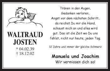 Anzeige von Waltraud Josten von  Werbepost 