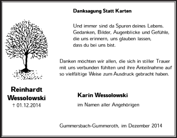 Anzeige von Karin Wessolowski von  Anzeigen Echo 