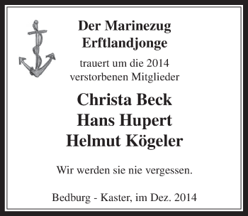 Anzeige von Christa Beck von  Werbepost 