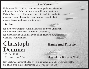 Anzeige von Christoph Demmer von  Lokalanzeiger 