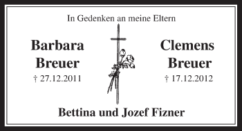 Anzeige von Clemens Breuer von  Wochenende 