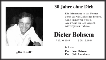 Anzeige von Dieter Bohsem von  Blickpunkt Euskirchen 