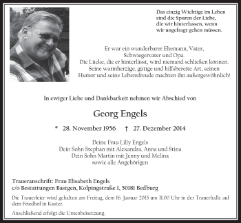Anzeige von Georg Engels von  Werbepost 
