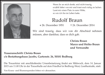 Anzeige von Rudolf Braun von  Werbepost 