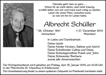 Anzeige von Albrecht Schüller von  Schlossbote/Werbekurier 