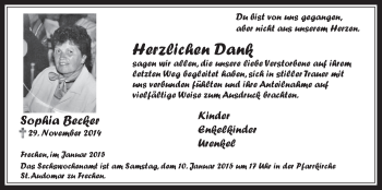 Anzeige von Sophia Becker von  Wochenende 