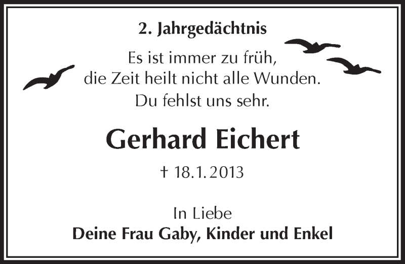  Traueranzeige für Gerhard  vom 14.01.2015 aus  Anzeigen Echo 