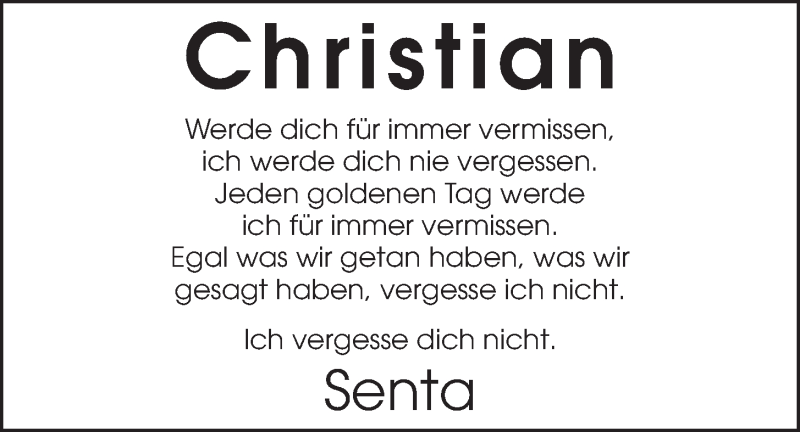  Traueranzeige für Christian Broich vom 14.01.2015 aus  Schlossbote/Werbekurier 