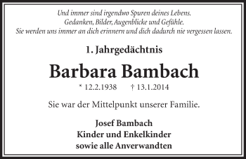 Anzeige von Barbara Bambach von  Schlossbote/Werbekurier 