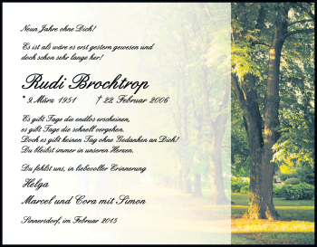 Anzeige von Rudi Brochtrop von Kölner Stadt-Anzeiger / Kölnische Rundschau / Express